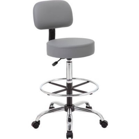BOSS OFFICE PRODUCTS Boss Caressoft Medical-Drafting Stool with Backrest - Vinyl - Gray B16245-GY